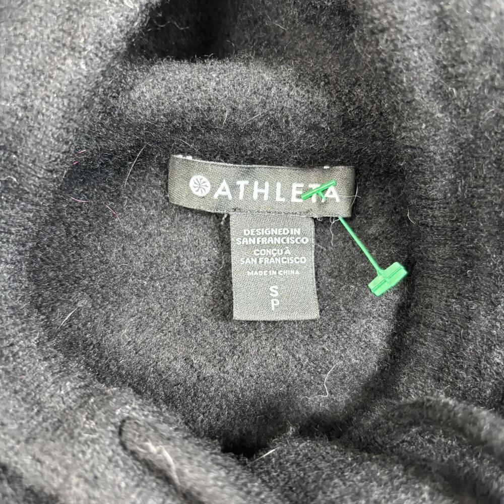 Athleta Merino Wool Cashmere Sweater Women Small Black Alpine Hooded Crop Soft - Picture 3 of 9